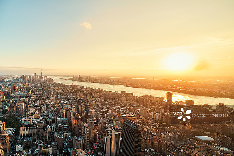 纽约曼哈顿日落全景图片素材