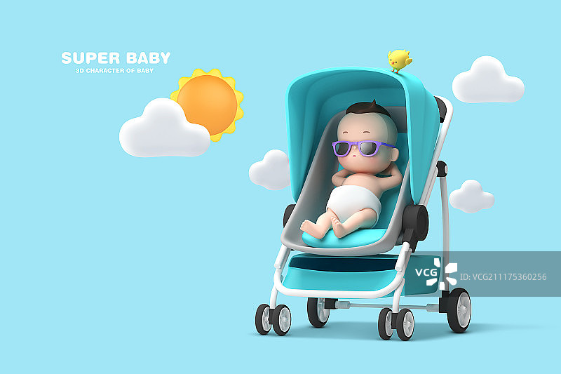 超级宝宝概念，3D宝宝角色。007图片素材