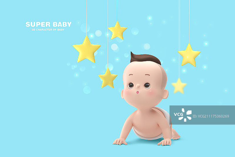 超级宝宝概念，3D宝宝角色。020图片素材