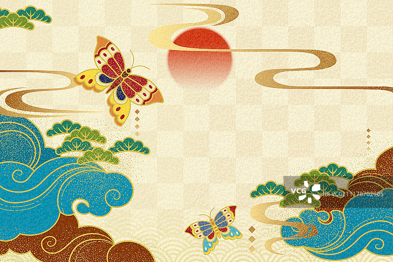 传统日式花纹背景图片素材