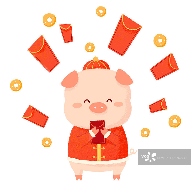 猪年春节拜年插画图片素材