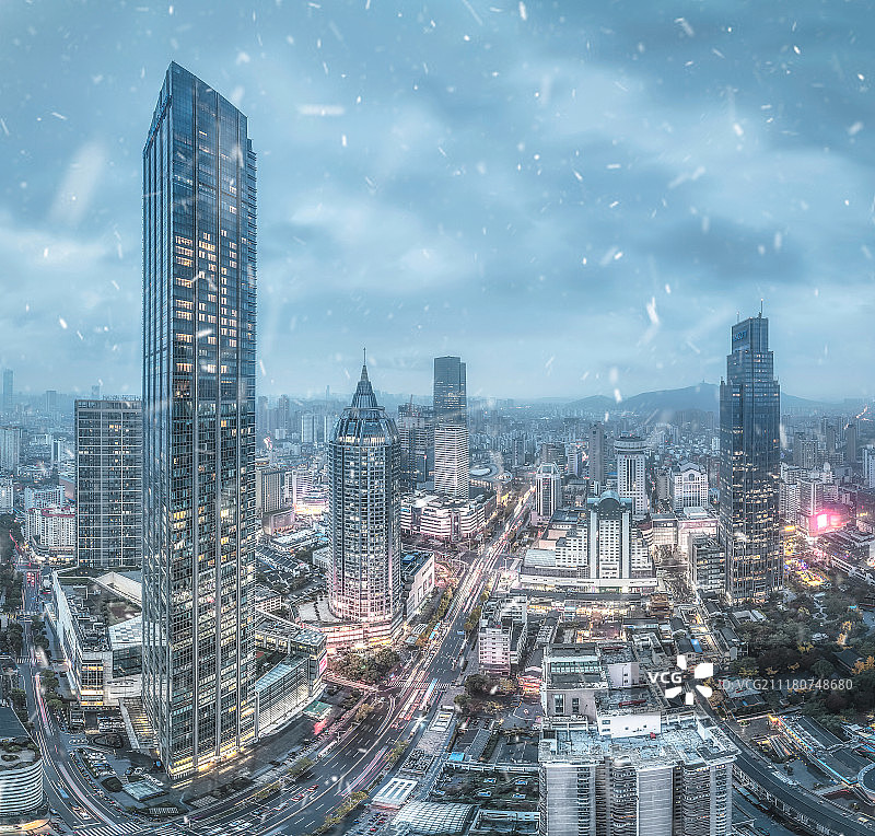无锡市中心雪景图片素材