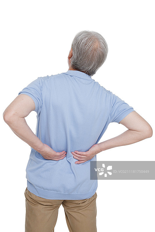 一个老年男人腰部疼痛图片素材
