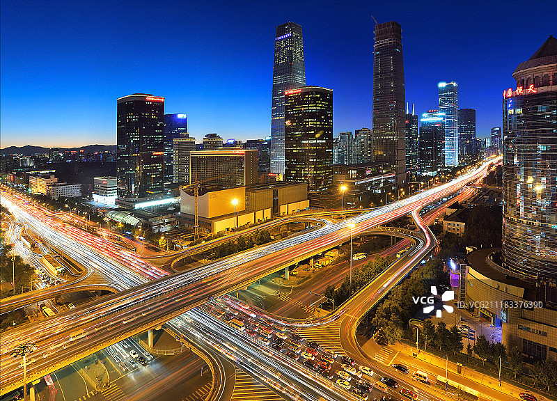 北京CBD城市夜景图片素材
