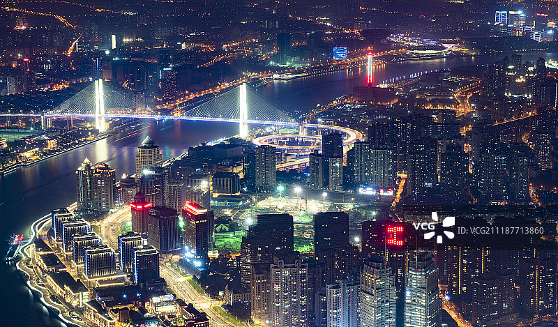 杨浦大桥滨江夜景图片素材