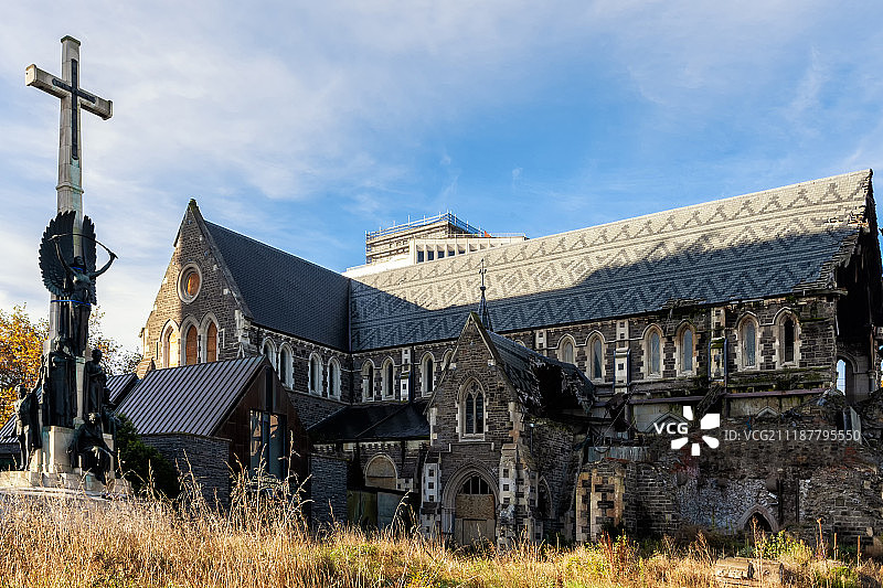 新西兰基督城教堂建筑地震遗址图片素材