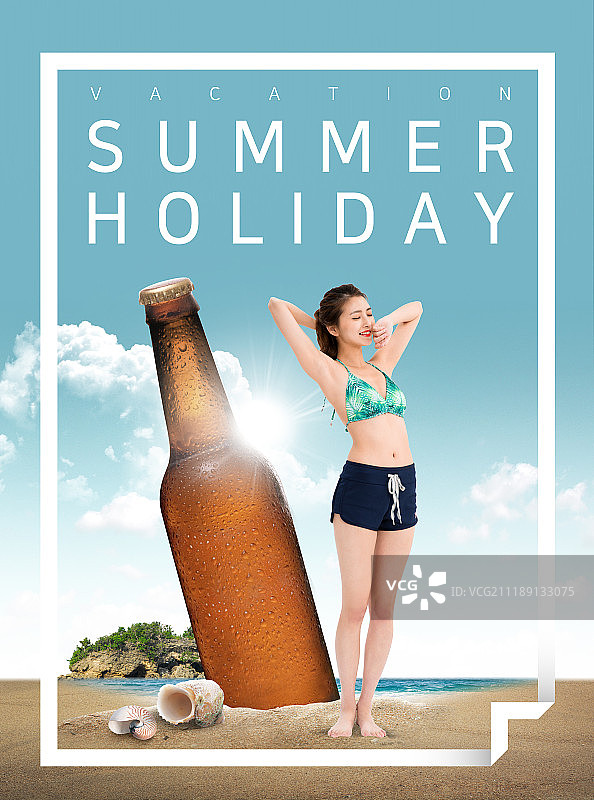 夏天,啤酒,女人图片素材