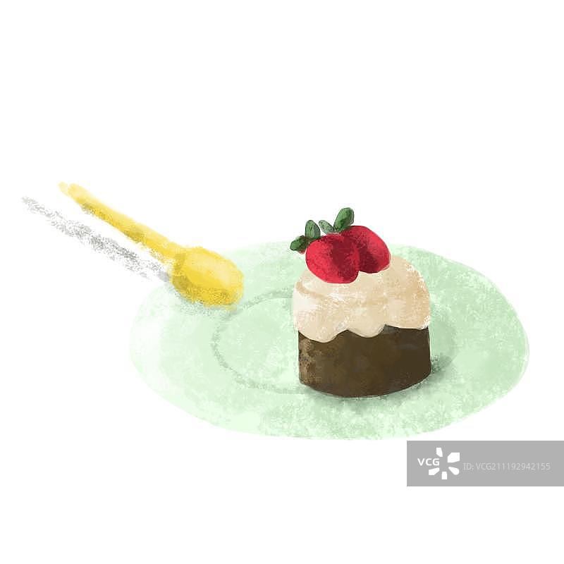 放盘子里的草莓巧克力蛋糕图片素材