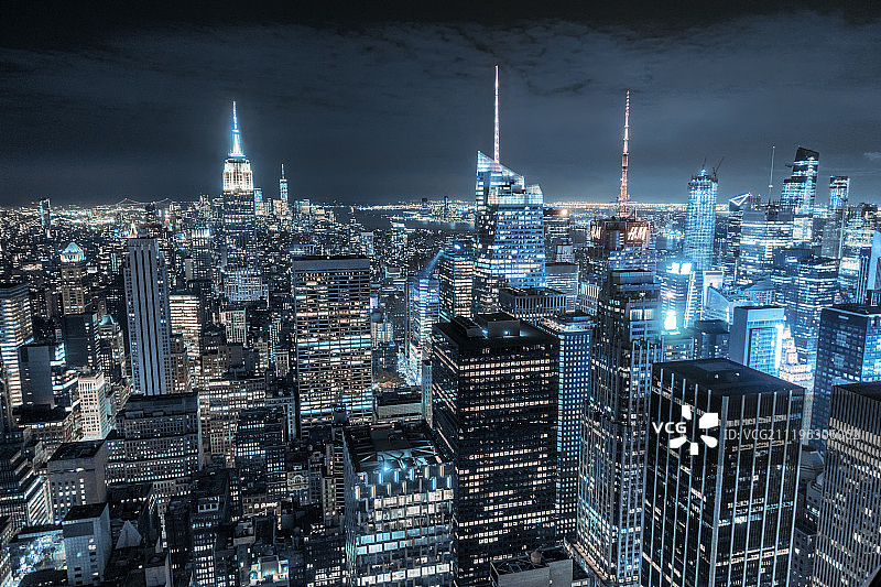 纽约曼哈顿夜景图片素材