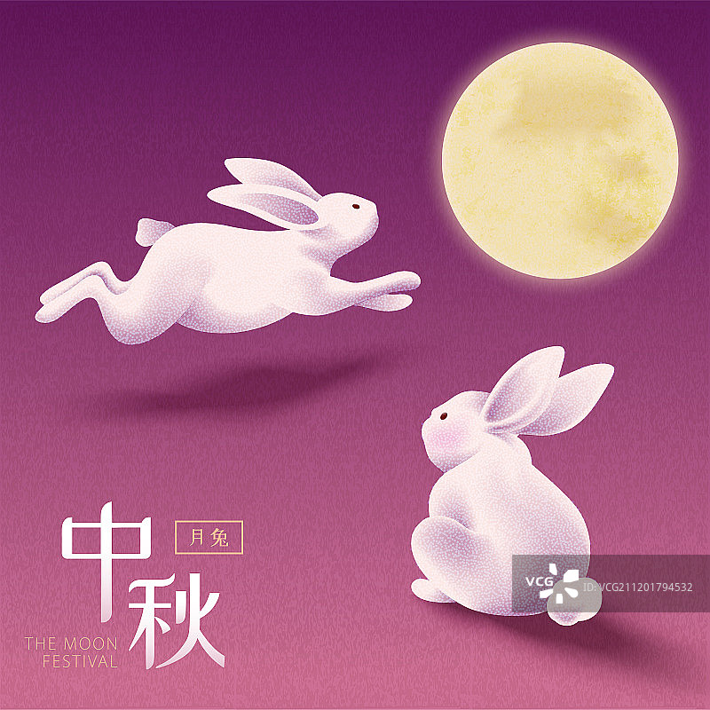 中秋佳节白兔与月亮素材图片素材