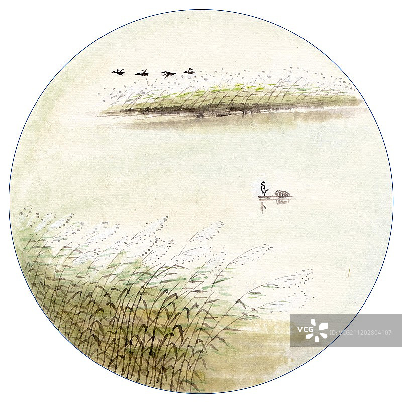 创意中国风水墨插画二十四节气之白露图片素材