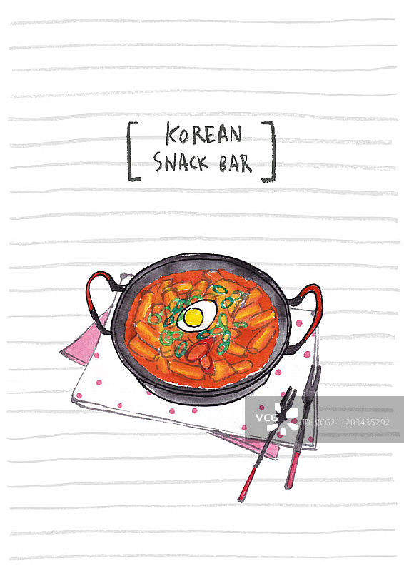 手绘韩国小吃和食物插画图片素材