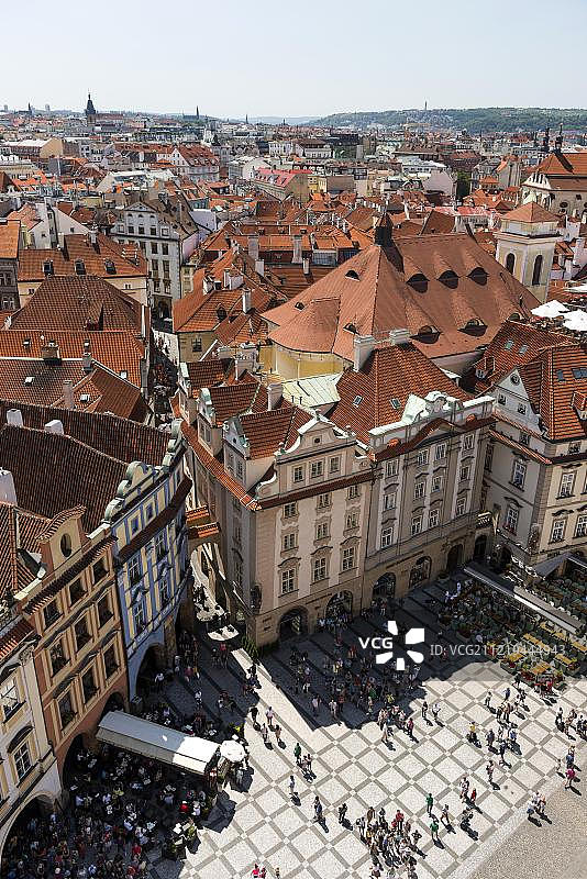 从市政厅大厦到布拉格，波西米亚，捷克共和国，欧洲的老城图片素材