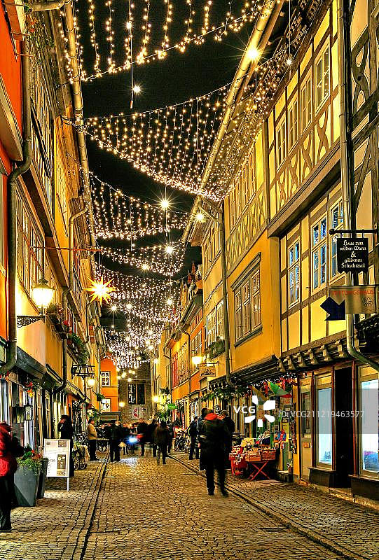 克拉默布鲁克圣诞灯，埃尔福特，图林根，德国，欧洲图片素材