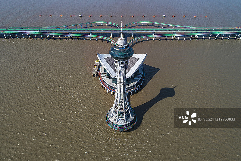 杭州湾跨海大桥 海天一洲 景区 航拍图片素材