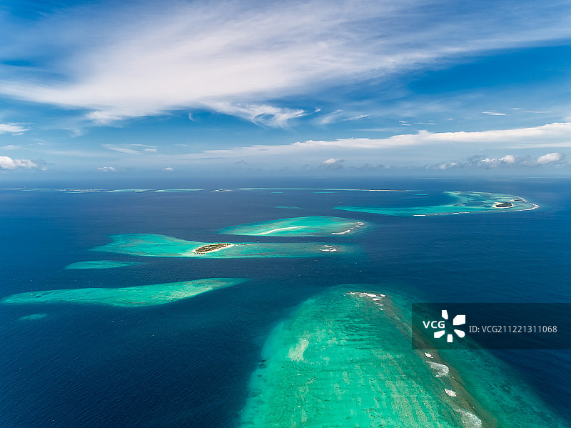 马尔代夫环礁岛屿航拍风光图片素材