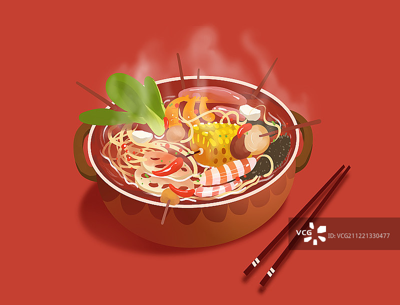 火锅美食插画图片素材