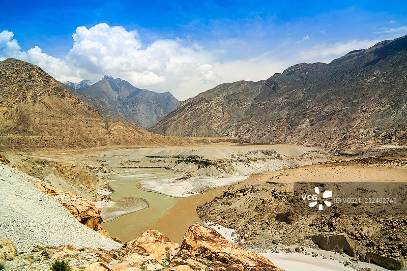 巴基斯坦吉尔吉特-巴尔蒂斯坦吉尔吉特河和印度河交汇处图片素材