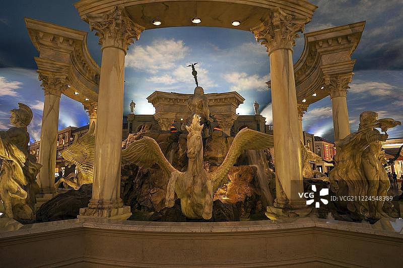 喷泉在凯撒宫酒店论坛，拉斯维加斯，内华达州，美国，北美图片素材