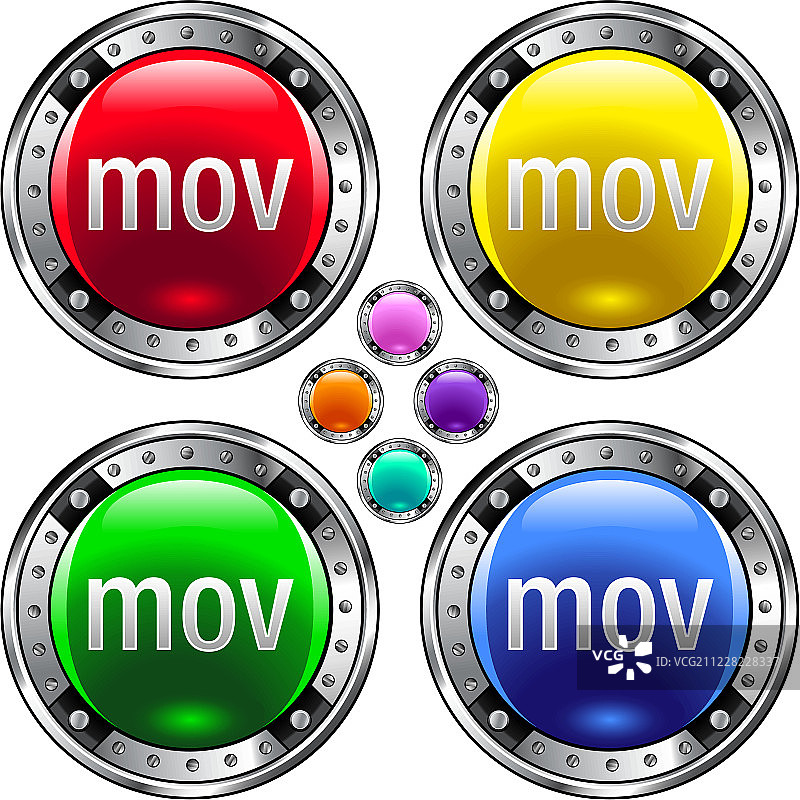 MOV文件类型的彩色按钮图片素材