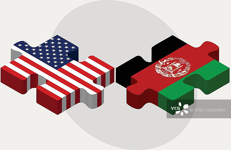 拼图中的美国和阿富汗国旗图片素材