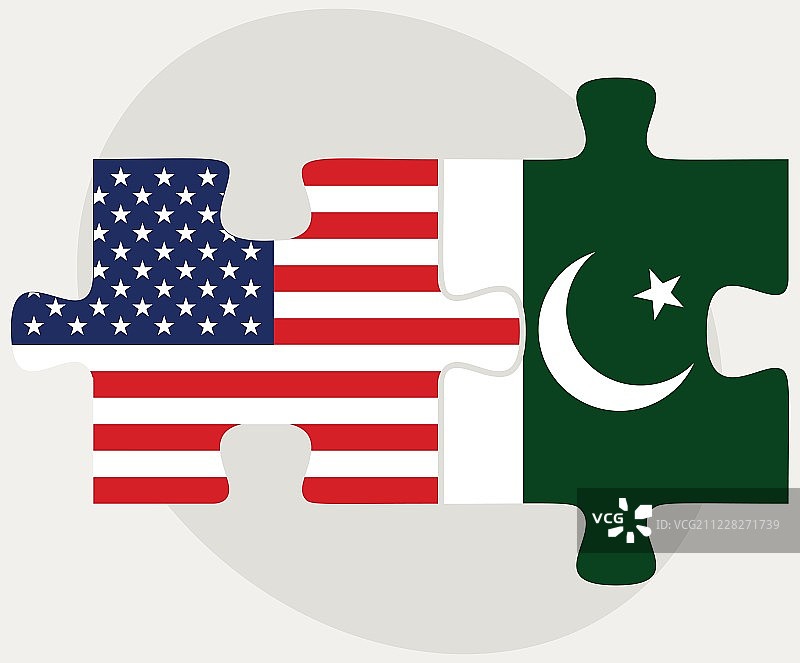 美国和巴基斯坦国旗的拼图图片素材