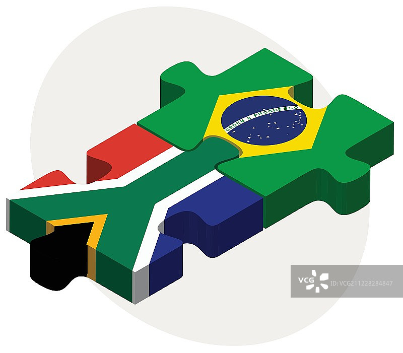 南非和巴西国旗的拼图图片素材