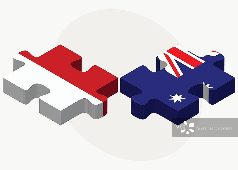 印度尼西亚和澳大利亚国旗拼图图片素材