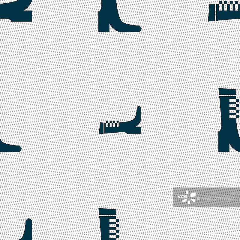 女性秋冬鞋，靴子图标标志。无缝图案与几何纹理。向量图片素材