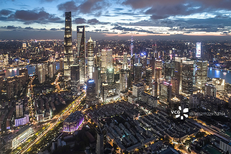 上海 浦东 陆家嘴 商务区现代建筑群 航拍图片素材