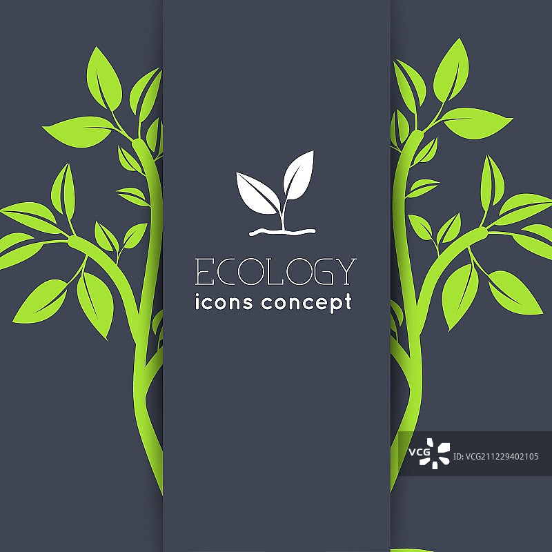 生态树叶图标背景概念。矢量插图设计。图片素材