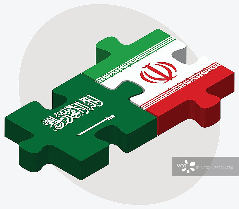 沙特阿拉伯和伊朗国旗图片素材