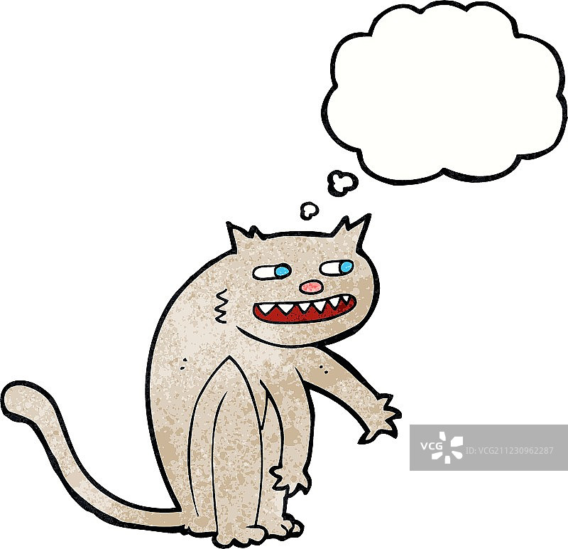 卡通快乐的猫与思想泡泡图片素材