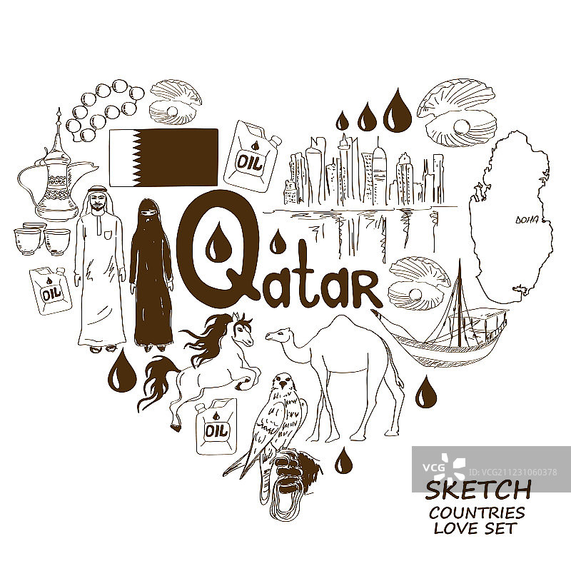 卡塔尔符号心形概念图片素材