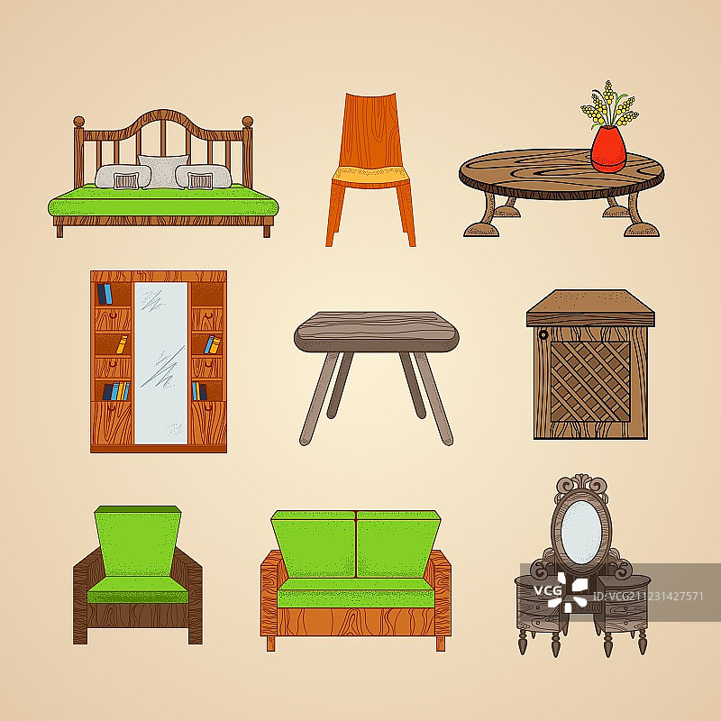 一套不同风格的家具图片素材