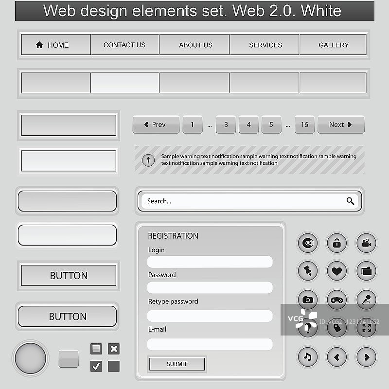 网页设计元素设置为白色图片素材