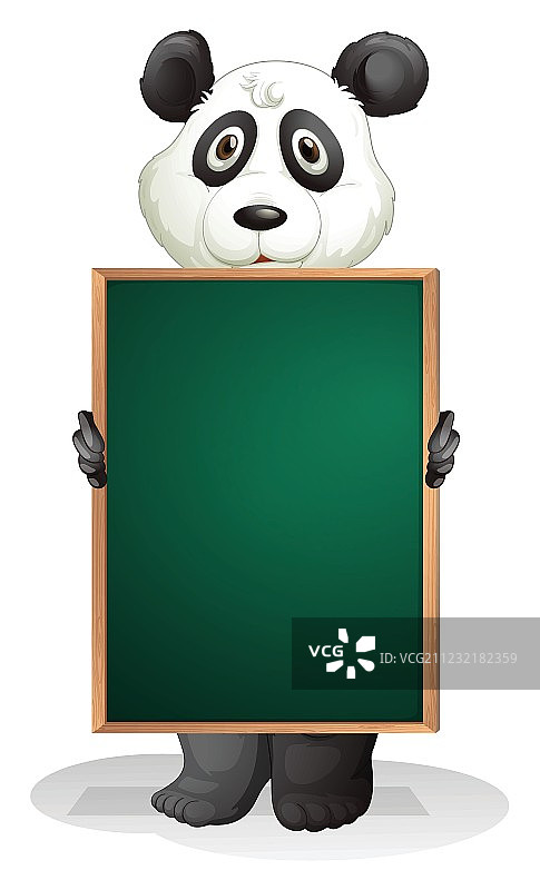 一张空黑板后面的熊猫图片素材