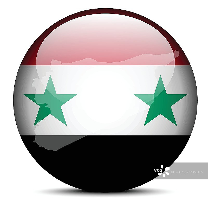 阿拉伯叙利亚共和国国旗按钮地图图片素材