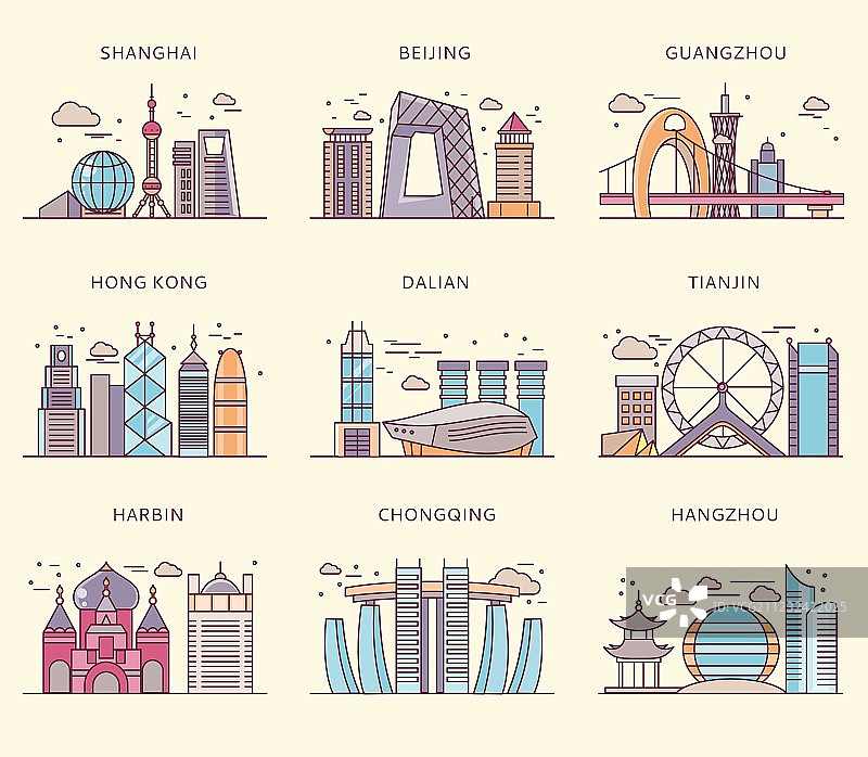 中国主要城市的图标图片素材