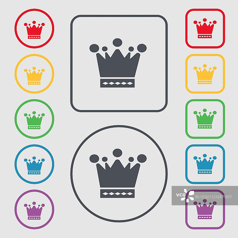 皇冠图标符号符号上有圆形和方形图片素材