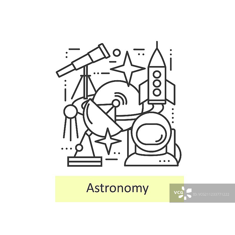 天文学的现代细线图标图片素材