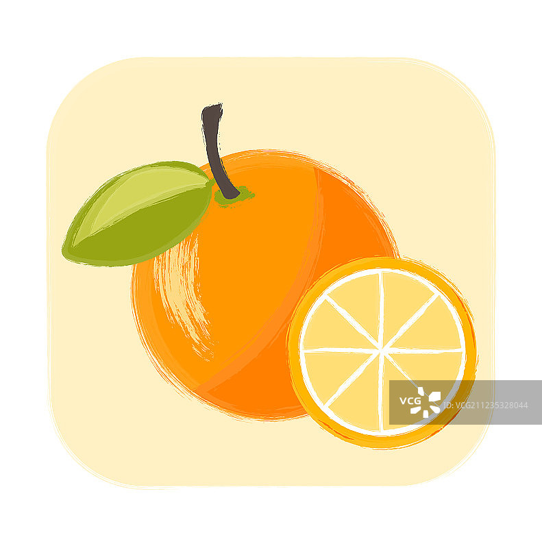 水果水粉画橙子图片素材