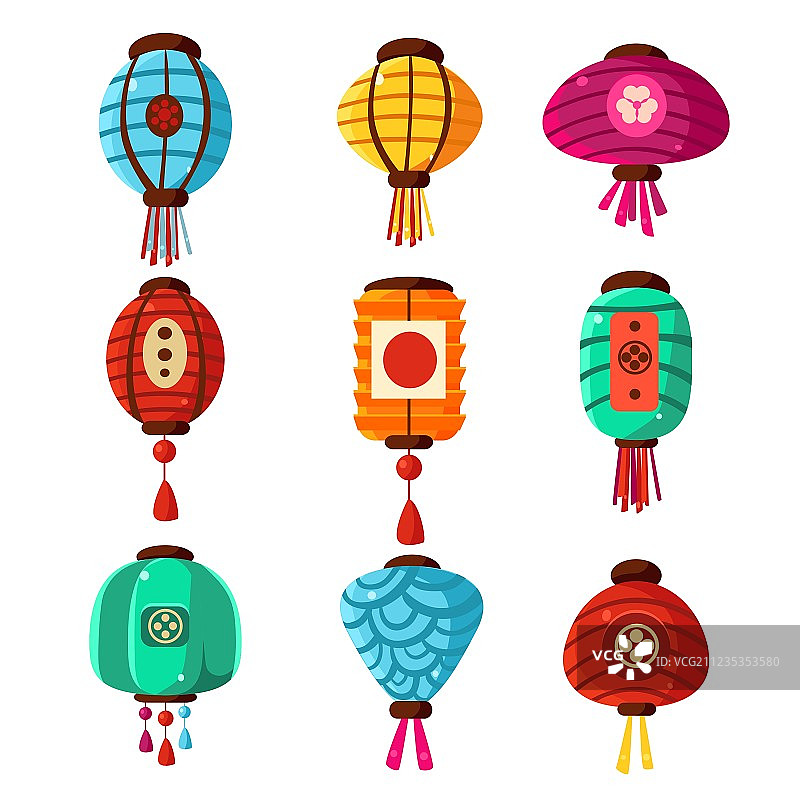 中国灯笼装饰套装图片素材