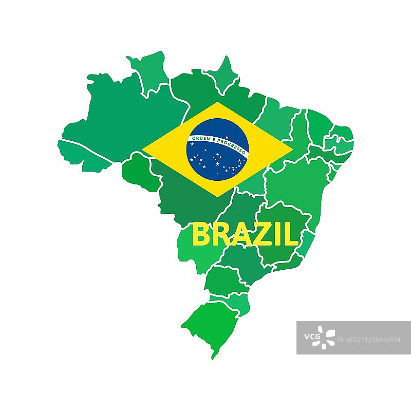 简单平坦的巴西地图图片素材