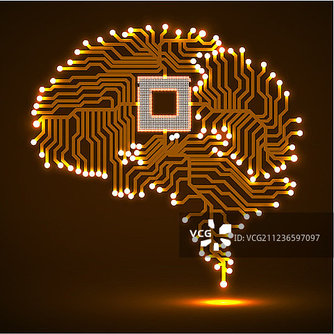 抽象技术发光大脑CPU图片素材