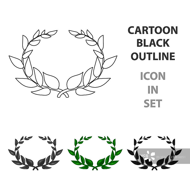 月桂花环图标在卡通风格孤立上图片素材