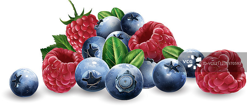 覆盆子，蓝莓和草莓图片素材