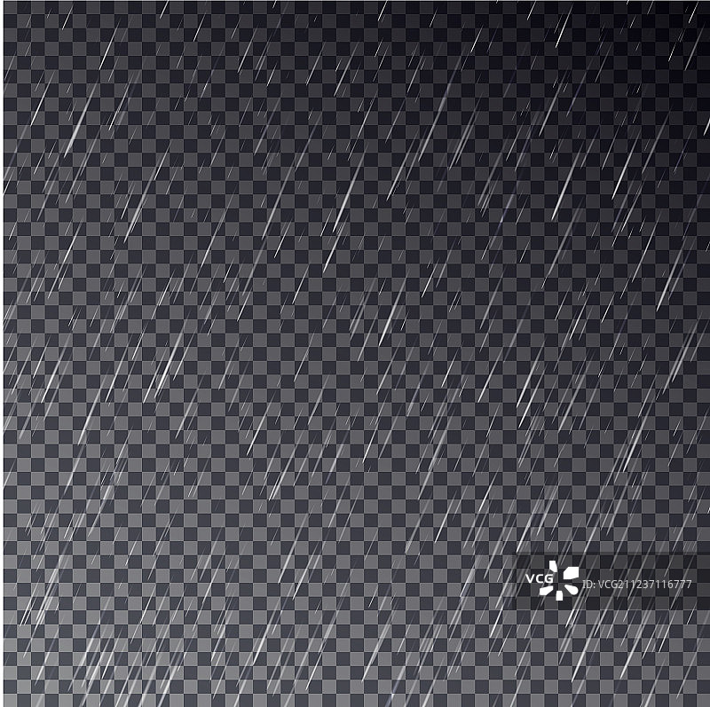 透明的雨滴孤立在黑暗的bac图片素材