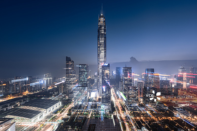 深圳福田CBD平安金融中心城市天际线图片素材