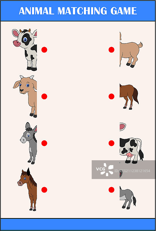 匹配一半的游戏与农场动物的角色图片素材
